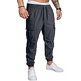 JMIERR Mens Casual Cargo Joggers Pants Elastic Waist Drawstring Stretch Relaxed Fit Work Pants Tapered Sweatpants