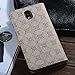 RAYTOP Luxury Classic Brown GG Logo Leather Wallet Cases Flip Covers for Samsung Galaxy Note 3 Note3 with Kickstand Men Women Stylish Classy Vintage Decent Sleek Unique Matte Multipurpose Card Holder