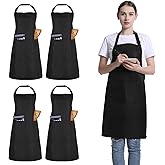 FunChaos 4 Pack Chef Apron, Adjustable Apron with 2 Pockets, Unisex Personalised Apron for Cooking, Kitchen, Restaurant