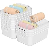 Quickquick 12 Packs Plastic Pantry Organizing Bins, Small Open Storage Bin, White