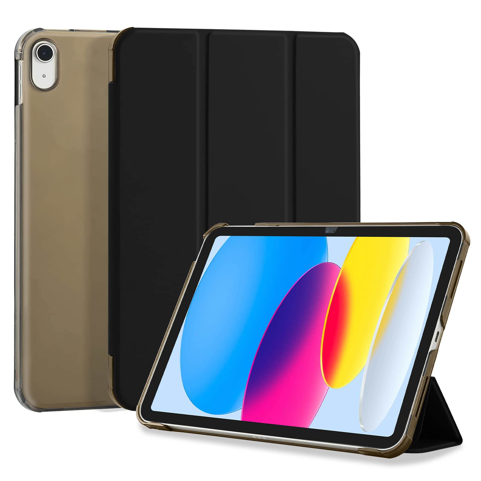 4UBonLife Case for iPad (A16) 11th Generation 11 Inch 2025, for iPad 10th Generation Case 10.9 inch 2022, Slim Stand Hard Cover with Translucent Frosted Back Shell, Black — image 1