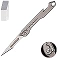 Mini Titanium Handle Folding Utility Scalpel with 10 Pieces 11# Scalpel Blades (Gray)
