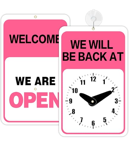 SmartSign 6x12 We Are Open/Closed Clock Sign - Double-Sided Laminated With Suction Cup & Chain