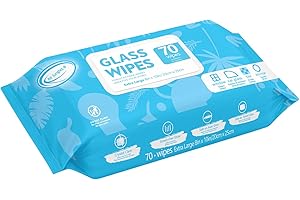 Air Jungles Glass and Window Cleaner Wipes 70 Count, Extra Large 8" x 10" Size Multi-Surface Glass Cleaning Wipes for Car Win