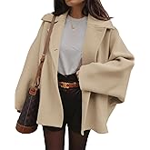 Tankaneo Womens Pea Coats Classic Notch Lapel Single Breasted Oversized Fall Winter Jackets Outerwear