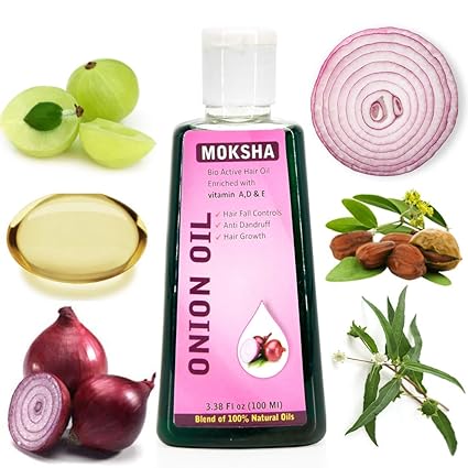 Moksha Onion Hair Oil for Hair Growth, Anti Hair-Fall & Anti Dandruff 100ml
