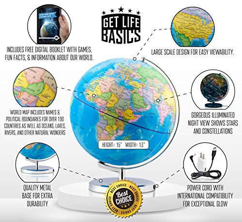 3 World+Globe+Illuminated+Constellations+Interactive