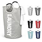 DOKEHOM DKA0001GY Large Laundry Basket, Collapsible Fabric Laundry Hamper, Foldable Clothes Bag, Folding Washing Bin, Available in 6 Colors (Grey, L)