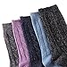 HERHILLY Women 5 Pack Fashion Warm Ribbed Knit Winter Crew Socks (5 Pack - Black/Gray/Blue/Pink/Dark Blue)