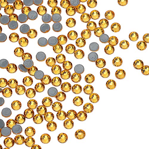 Dowarm 1440 Pieces Hotfix Crystal Rhinestones for Clothes Crafts, Hot Fix Glue on Flatback Crystals, Iron on Crystal Rhinestone (Topaz, SS10)
