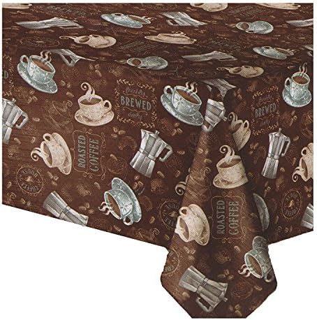 Roasted Coffee Vinyl Tablecloth Flannel Backed 52 x 52 Square