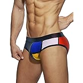 MIZOK Men's Color Block Bikini Swim Briefs Nylon Quick Dry Swimwear Sexy Low Rise Swimsuit