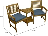 Monster Shop Wooden Companion Love Seat Garden Set 2 Cushions Acacia view 7