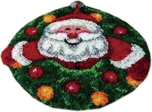 Latch Hook Kits DIY Rug Christmas Embroidery Santa Claus Pattern Printed for Family Christmas Decoration Christmas Ornament Carpet Handcraft Crochet Kits