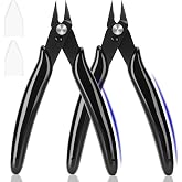 EamPrsk 5 Inch Flush Cutters, 2 Pack Micro Wire Cutters, Zip Tie Cutter | Precision Sharp Wire Cutters for Crafting, Jewelry Making, Plastic Models, 3D Print, Electronics, Floral