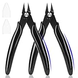 EamPrsk 5 Inch Flush Cutters, 2 Pack Micro Wire Cutters, Sharp Zip Tie Cutter, Precision Wire Cutters for Crafting, Jewelry Making, Plastic Models, 3D Print, Electronics, Floral