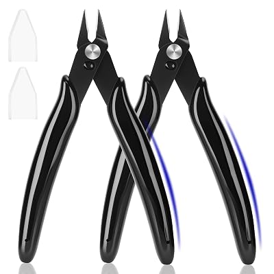 EamPrsk 5 Inch Flush Cutters, 2 Pack Micro Wire Cutters, Sharp Zip Tie Cutter, Precision Wire Cutters for Crafting, Jewelry Making, Plastic Models, 3D Print, Electronics, Floral