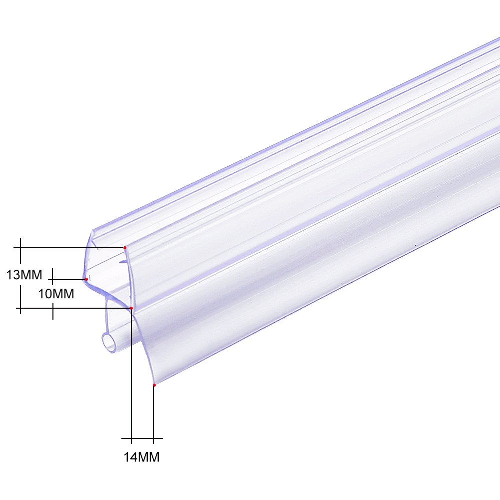 TONYRENA Frameless Shower Door Bottom Sweep with Drip Rail for 3/8-Inch Glass,36-Inch Seal Vinyl Swinging Shower Door,Clear