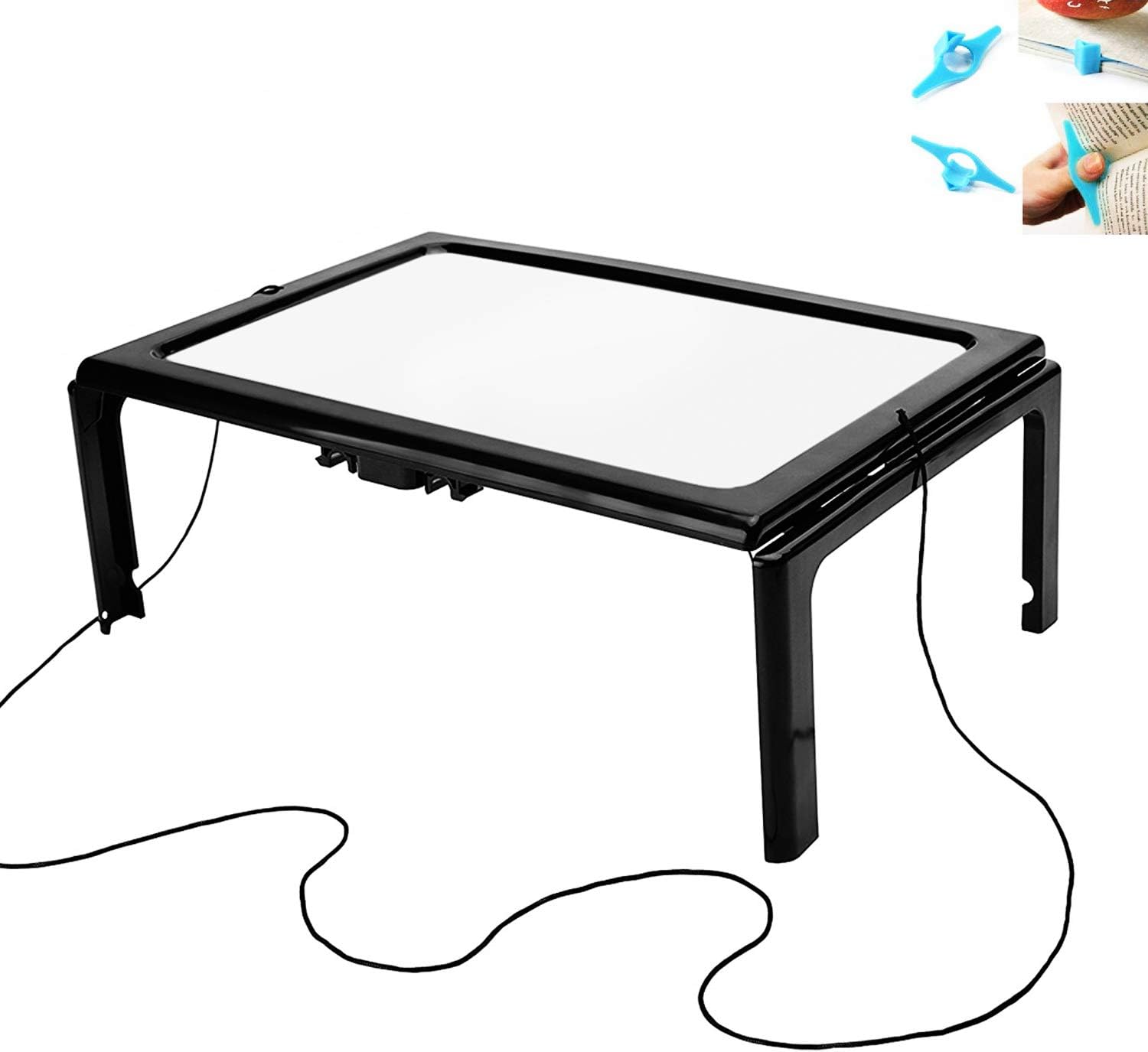 GADENT Hands-Free Full Page Reading Magnifier Magnifying, 3X Handheld Page Magnifier, 4 LED Lights, Flip Out Legs Stand Over Document, Perfect for Reading(Comes with a Reading Bookmark)