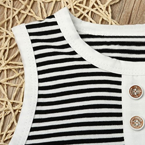 Kehen Toddler Baby Boys 2pcs Summer Outfits Sleeveless Stripes T-Shirt + Short Pants Casual Sets (Black, 12-18 Months) - Thumbnail 2