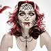 Temporary Face Tattoos - 6 Pcs Skull Scar Spider Blood Bat Rose Floral Fake Tattoos Sticker for Women Men Kids Boys Adults Including 6 Realistic Full Face Tattoo Mask Waterproof