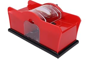 HAOX Manual Cards Shuffler, 1-2 Deck of Card Holder, Easy Hand Cranked System, Card Shuffling Machine for Poker, Casino Card Shuffler for Home, Travel, Business, Card Games, 9.1 x 4.3 x 4.3in(red)