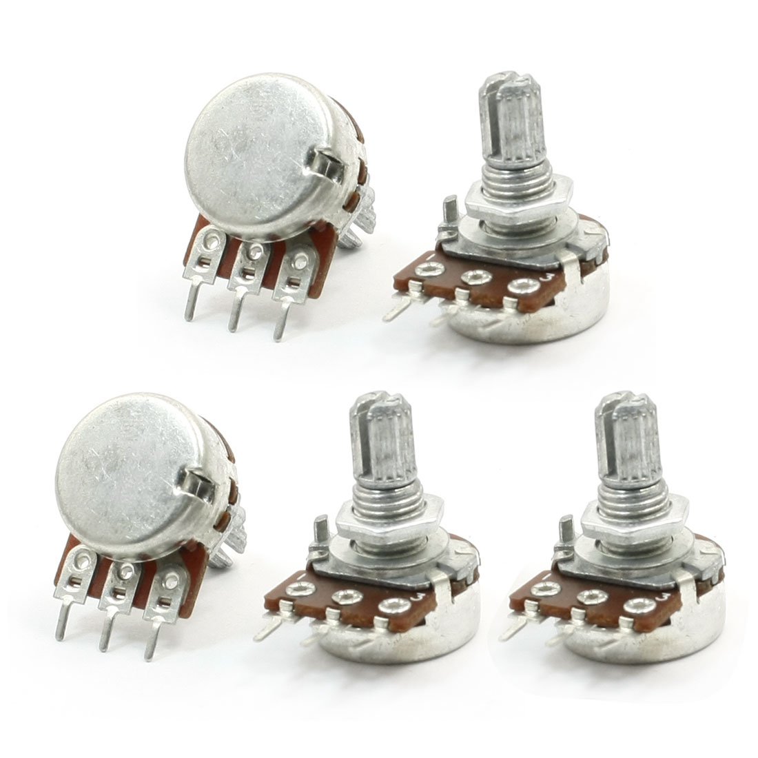 Sourcingmap 5 Piece 5K Ohm 6 mm Diameter Shaft Type B Single Turn Taper Rotary Potentiometer with 8mm Shaft