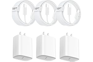 UBEARKK for iPhone 16 15 Pro Max Charger Fast Charging, 3-Pack 10 FT Long USB C Cord Cable with 20W Phone Charger Block for iPhone 16/16 pro/16 pro max/16 plus/15/15 pro/15 pro max/15 Plus, iPad, Galaxy S24