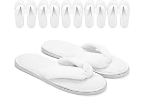 Frcctre 6 Pack Flip Flop Spa Slippers, Fluffy Coral Fleece Reusable House Slippers Guest Slipper Hotel Slipper for Guests, Hotel, Travel, Washable Not Disposable
