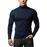 Kallspin Men's Turtleneck Pullover Sweater Cotton Long Sleeve Pullover Slim Fit Knit Top