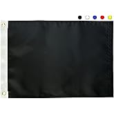 AMZFLAG Solid Black Flag 12x18 Inch Vivid Color Small Plain Black Banner with 2 Brass Grommets