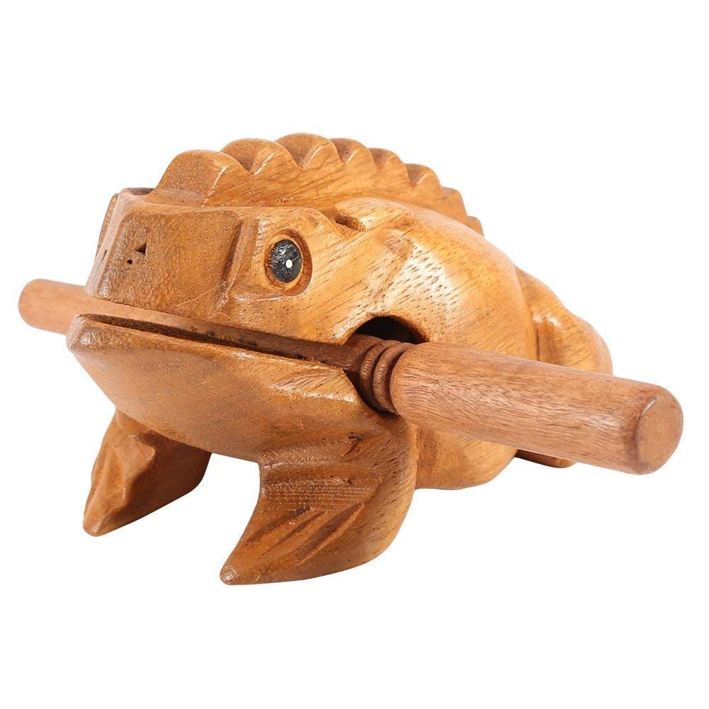 Yosoo Thailand Traditional Home Office Decor Deluxe Craft Wooden Lucky Frog Croaking Musical Instrument Tone Block (Size : 12.7cm)