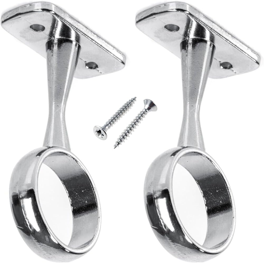 SISI UK 2 Pack 19mm Chrome Wardrobe Rail Centre Support Brackets