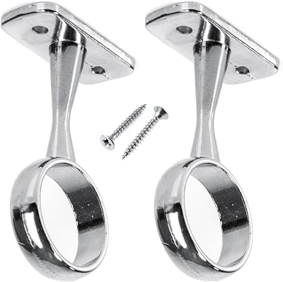 SISI UK 2 Pack 19mm Chrome Wardrobe Rail Centre Support Brackets