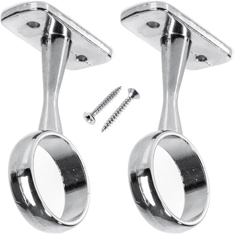 SISI UK 2 Pack 19mm Chrome Wardrobe Rail Centre Support Brackets
