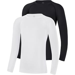 Niksa Youth Boy's Compression Shirts Kids Long Sleeve Football Undershirt | Lightweight, Stretchy, Breathable, Quick-Dry, Ath
