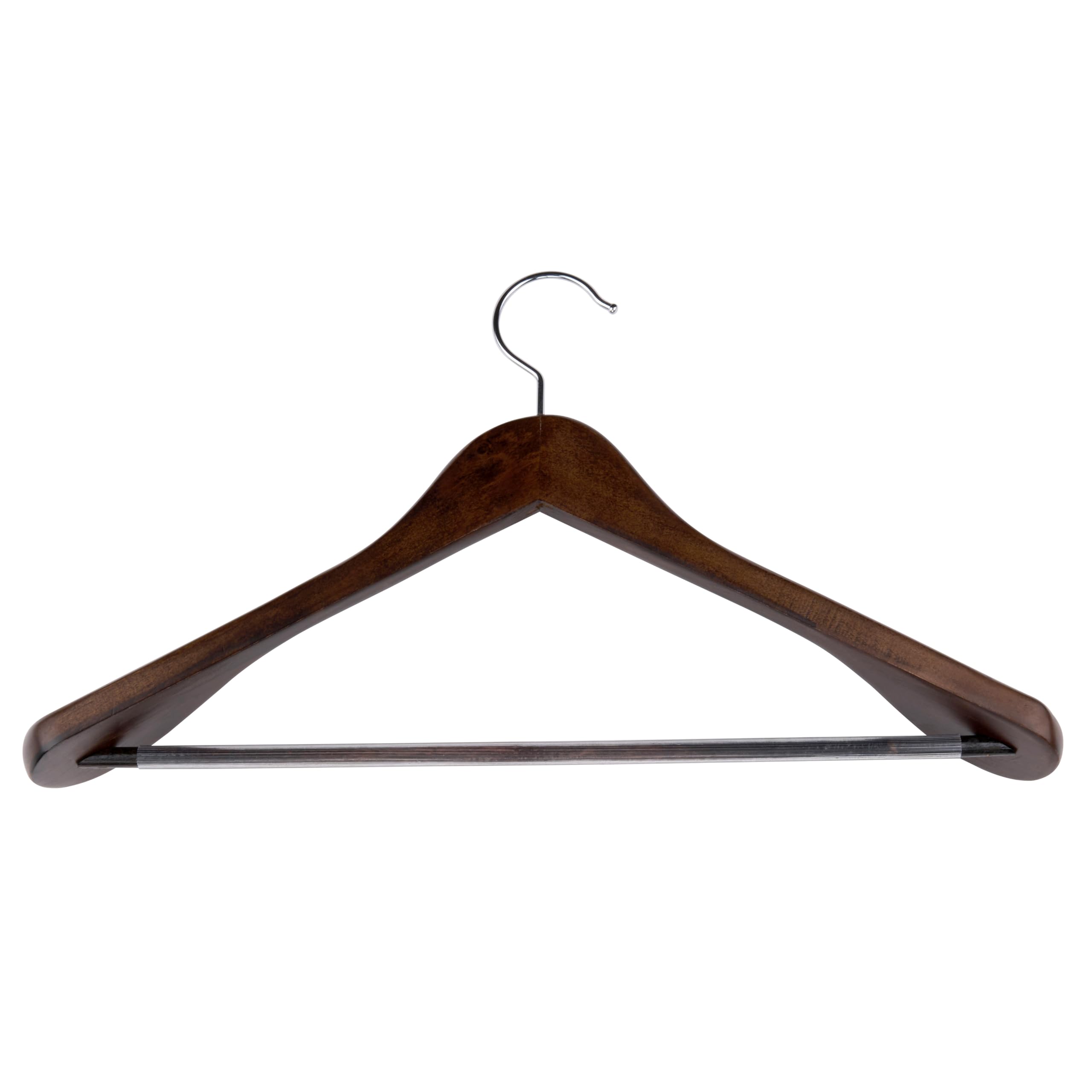 alpina Wooden Clothes Hanger - 1 Piece Clothing Hanger - with Wide Shoulders and Anti-Slip - 44 x 23.5 x 5.8 CM - Suitable for 2 Garments - Clothing Organizer - Wood - Brown