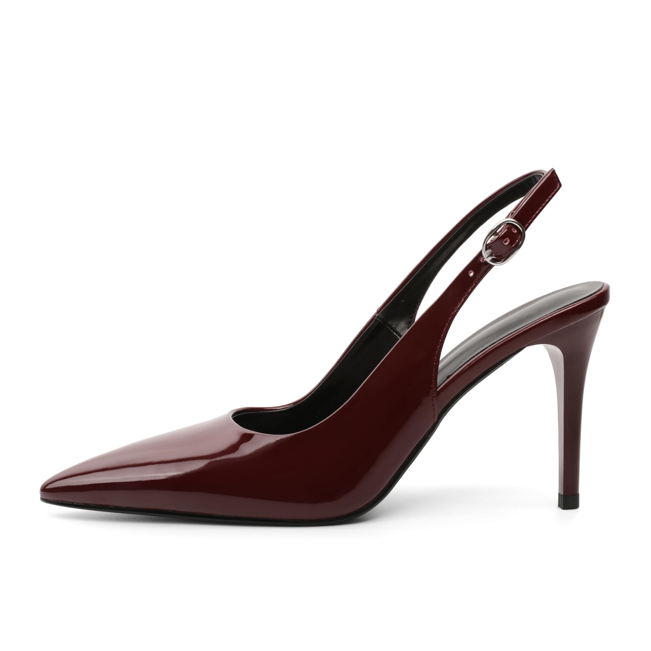 Photo 1 of YODEKS Burgundy Pumps for Women Slingback Heels Closed Pointed Toe Stiletto High Heel Patent Wedding Party Prom Office Dress Shoes 3.5" Size 7