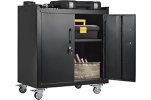 Rolling Garage Tool Cabinet-Metal Storage Cabinet with Wheels,Lockable Door and Adjustable Shelf, Home Garage Tool Organizer,