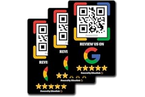 EFFASAFLINK Google Review PVC Card, Google Review Tap Tag, Google Review Sign, Boost Customer Reviews, Tap NFC & Scan QR Code, for iPhone & Android, One-time Purchase for Lifetime Use (Black-3 Card)