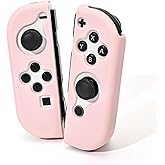 DLseego Protective Case for Switch Joy Con Controllers, 1 Pairs Handheld Soft Silicone TPU Cover Replacement Shell Pure Color Case Suitable for Switch & OLED Model Joy Cons - Pink