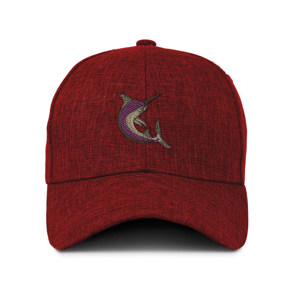 Custom Twill Baseball Cap Swordfish Embroidery Design Acrylic Hook