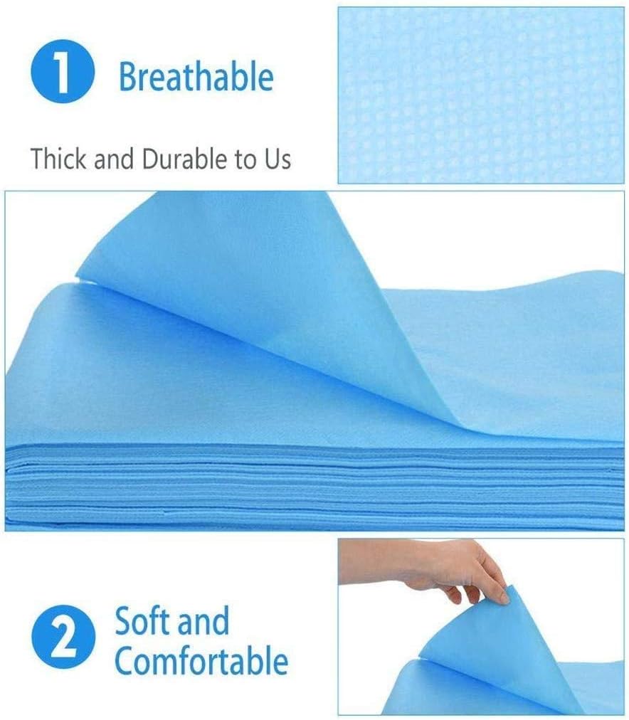 Healthcom Massage Bed Sheet Disposable Sheets Non-Woven Fabric Cover Pad Table 70 x 31.5 inch Bed Sheet for SPA Tattoo Hotels Beauty Salon,Blue(20 Pcs): Health & Personal Care