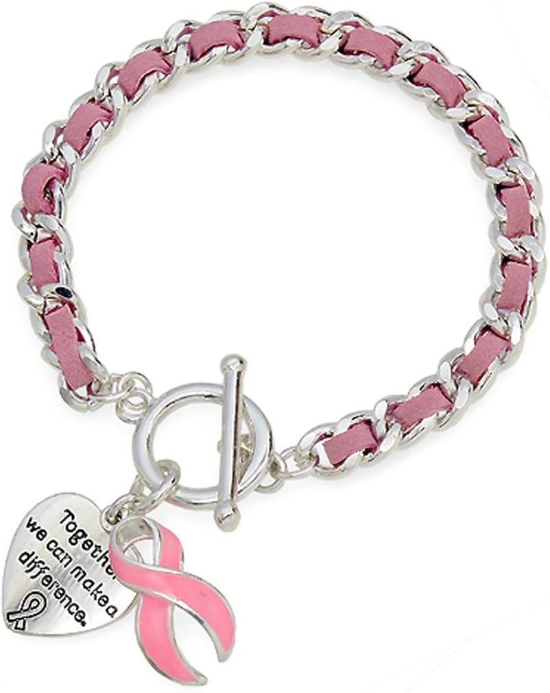 Pink Ribbon Breast Cancer Awareness Jewelry Engrave Enamel