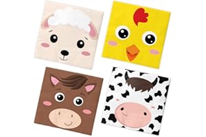 CMUSKO 40Pcs Farm Animals Napkins-Farm Theme Party Decorations Pig Cow Horse Chick Animals Disposable Paper Napkins for Birthday,Baby Shower