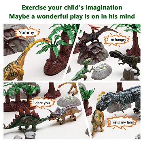 Hely Cancy 20 Pcs Realistic Dinosaur Action Figures with Movable Jaws, Educational Dinosaur Toys Playset for Kids - Thumbnail 4