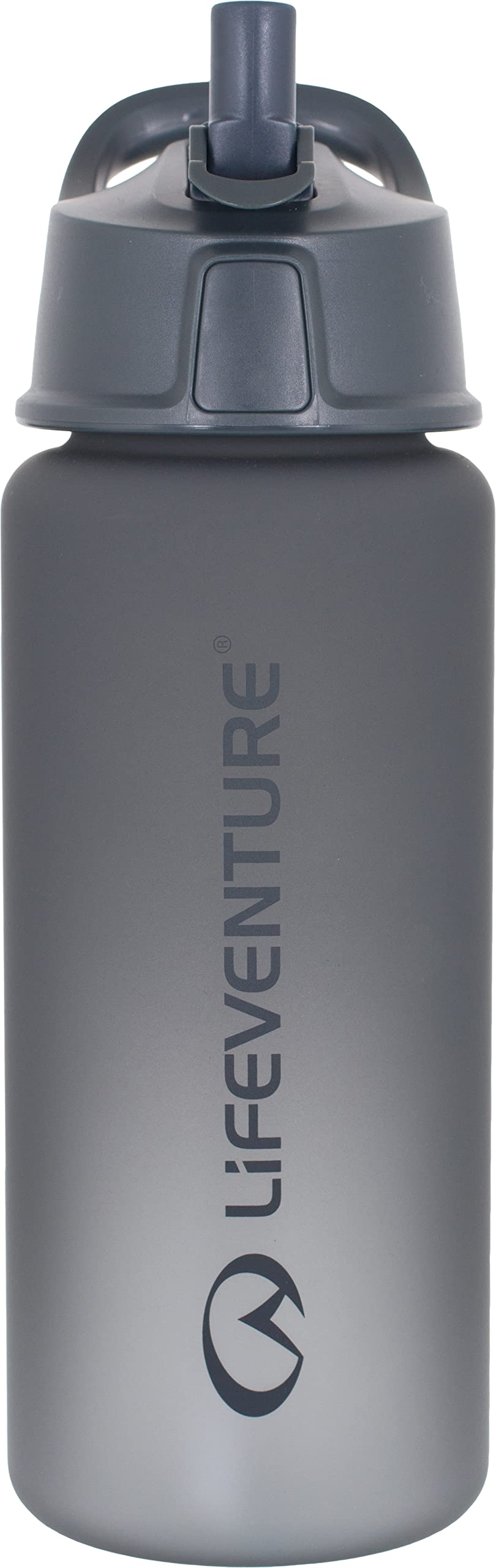 Lifeventure Flip-Top BPA Free Tritan Non-Toxic Sports Water Bottle With Straw And Measuring Scale 750ml - Ideal For Gym And Sports - Grey