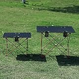 OUTRY Lightweight Folding Table with Cup Holders, Portable Camp Table