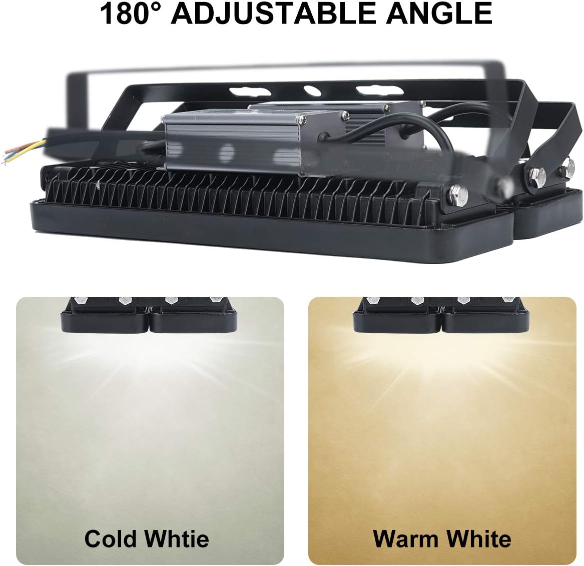 100W LED Flood Light IP65 Waterproof Security Lights Outdoor with 120°Beam Angle for Yard Garden Patio Playground Warehouse Street (Cold White) - - 