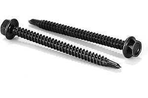 #8 x 2" Sheet Metal Screws 100PCS 410 Stainless Steel Hex Washer Head Tek Screws Fast Self Tapping Screws Black Oxide by SG TZH